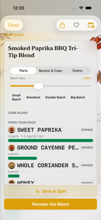 Spice Table — Make the Blend on iPhone
